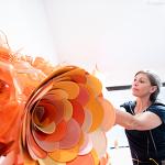 Aurora Robson installs sculpture at Brattleboro museum.